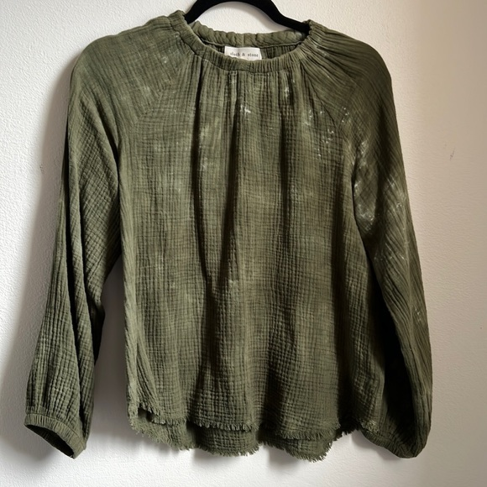 Cloth‎ & Stone Green Linen Tie-Dye Top